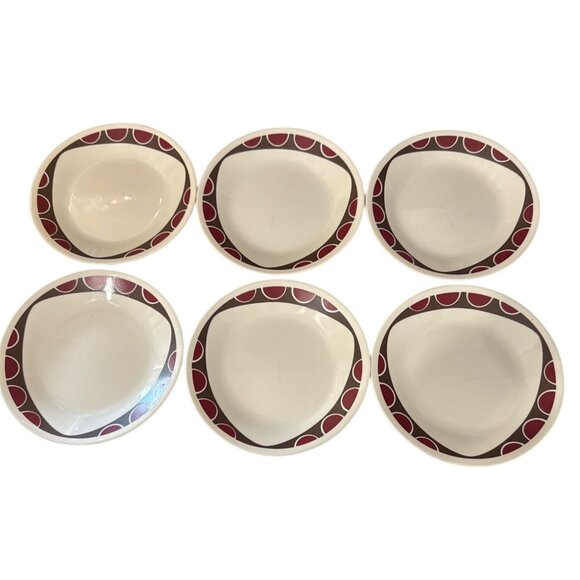 Corelle Vitrelle Kitu Bread Plates Set Of 6 Sandstone Brown & Red Dots Pattern - Picture 1 of 5